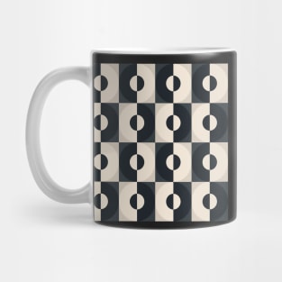 Retro Square and Circle Tile Black and White Mug